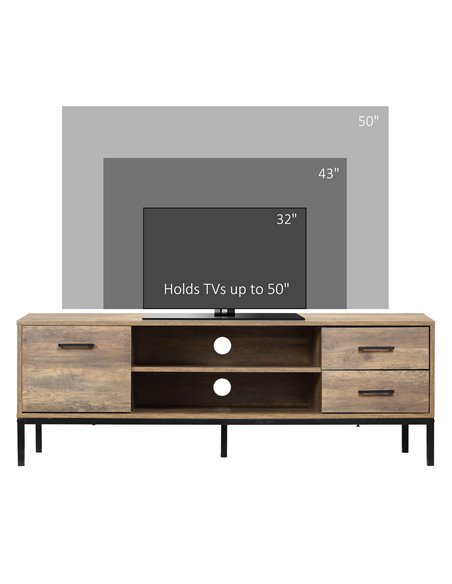 HOMCOM Light Industrial-Style TV Stand Cabinet - Brown/Black 839-267CF - pic 101247 | FastDaddyshop