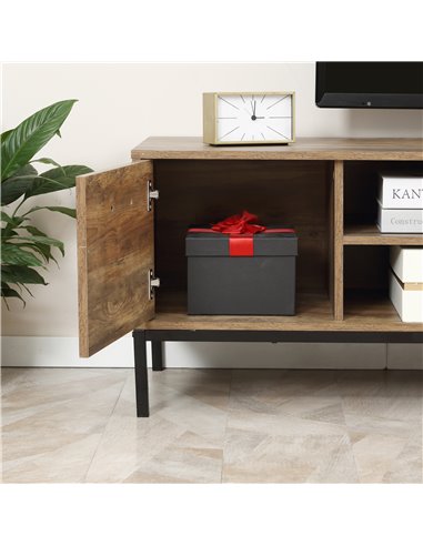 HOMCOM Light Industrial-Style TV Stand Cabinet - Brown/Black 839-267CF