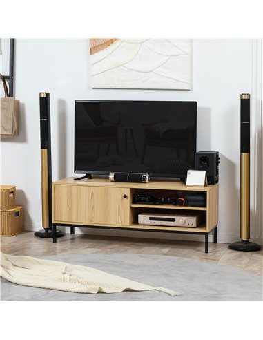 HOMCOM 50" Screen TV Stand, with Sliding Door Storage - Wood-Effect 839-268