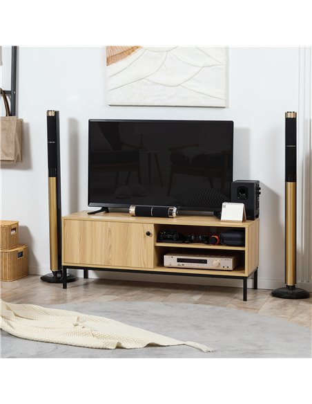HOMCOM 50" Screen TV Stand, with Sliding Door Storage - Wood-Effect 839-268 - pic 101252 | FastDaddyshop