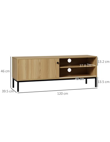 HOMCOM 50" Screen TV Stand, with Sliding Door Storage - Wood-Effect 839-268