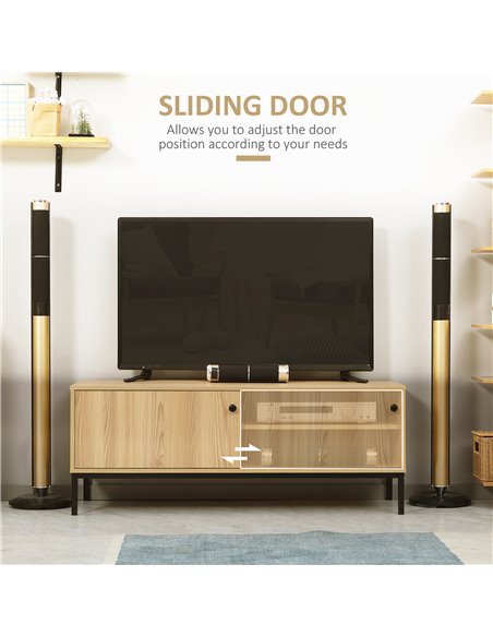 HOMCOM 50" Screen TV Stand, with Sliding Door Storage - Wood-Effect 839-268 - pic 101255 | FastDaddyshop