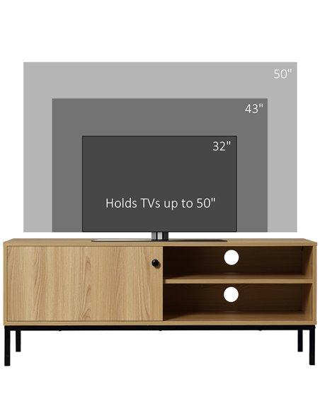 HOMCOM 50" Screen TV Stand, with Sliding Door Storage - Wood-Effect 839-268 - pic 101257 | FastDaddyshop