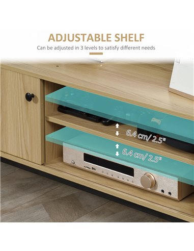 HOMCOM 50" Screen TV Stand, with Sliding Door Storage - Wood-Effect 839-268