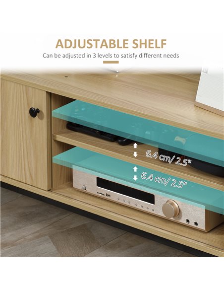 HOMCOM 50" Screen TV Stand, with Sliding Door Storage - Wood-Effect 839-268 - pic 101258 | FastDaddyshop