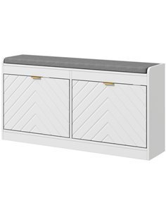 HOMCOM Shoe Storage with Seat, Upholstered Entryway Bench, Shoe Bench with 2 Flip Drawers and 2 Vents for 8 Pairs of Shoes 837-4