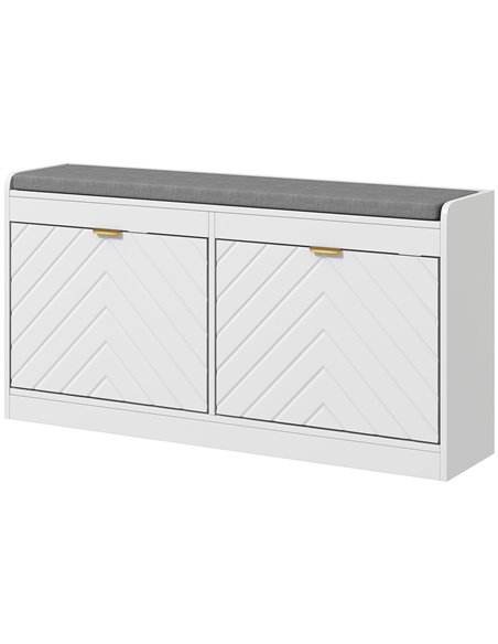 HOMCOM Shoe Storage with Seat, Upholstered Entryway Bench, Shoe Bench with 2 Flip Drawers and 2 Vents for 8 Pairs of Shoes 837-4 - pic 101305 | FastDaddyshop