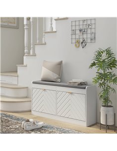 HOMCOM Shoe Storage with Seat, Upholstered Entryway Bench, Shoe Bench with 2 Flip Drawers and 2 Vents for 8 Pairs of Shoes 837-4 2