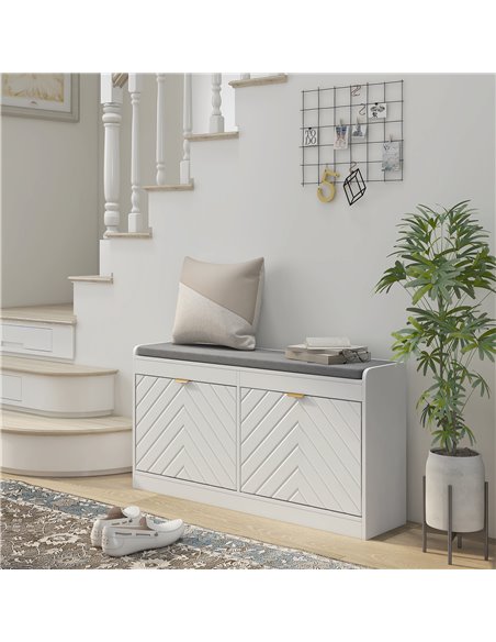 HOMCOM Shoe Storage with Seat, Upholstered Entryway Bench, Shoe Bench with 2 Flip Drawers and 2 Vents for 8 Pairs of Shoes 837-4 - pic 101306 | FastDaddyshop