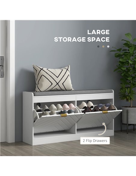 HOMCOM Shoe Storage with Seat, Upholstered Entryway Bench, Shoe Bench with 2 Flip Drawers and 2 Vents for 8 Pairs of Shoes 837-4 - pic 101308 | FastDaddyshop