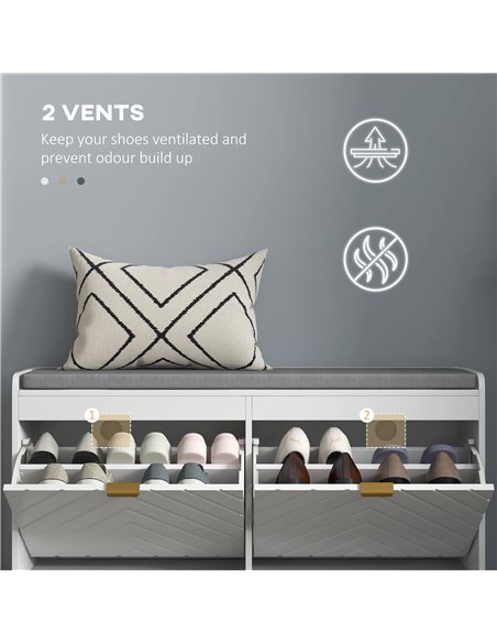 HOMCOM Shoe Storage with Seat, Upholstered Entryway Bench, Shoe Bench with 2 Flip Drawers and 2 Vents for 8 Pairs of Shoes 837-4 - pic 101311 | FastDaddyshop