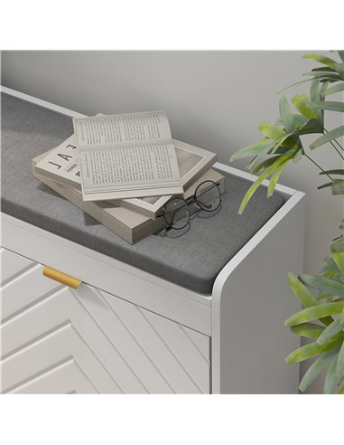 HOMCOM Shoe Storage with Seat, Upholstered Entryway Bench, Shoe Bench with 2 Flip Drawers and 2 Vents for 8 Pairs of Shoes 837-4