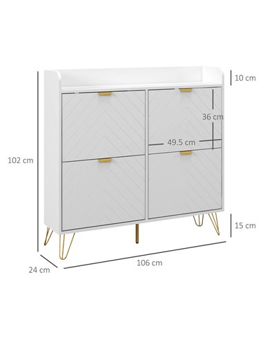 HOMCOM Narrow Shoe Storage Cabinet, Slim Shoe Cupboard with 4 Flip Drawers, Adjustable Shelf, Shoe Rack for 16 Pairs of Shoes 83