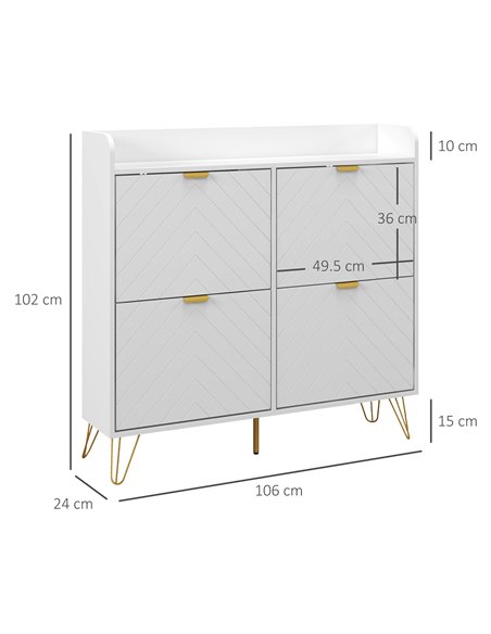 HOMCOM Narrow Shoe Storage Cabinet, Slim Shoe Cupboard with 4 Flip Drawers, Adjustable Shelf, Shoe Rack for 16 Pairs of Shoes 83 - pic 101316 | FastDaddyshop