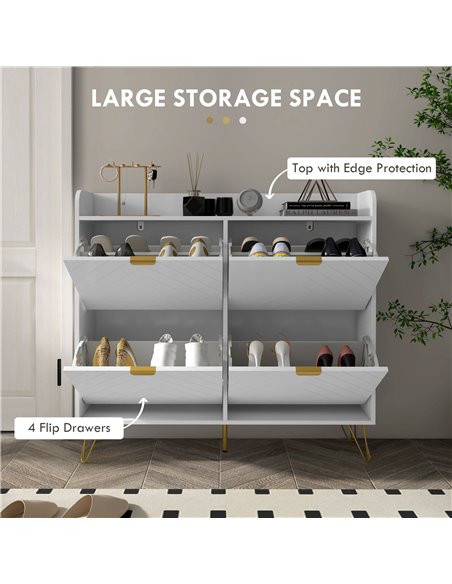 HOMCOM Narrow Shoe Storage Cabinet, Slim Shoe Cupboard with 4 Flip Drawers, Adjustable Shelf, Shoe Rack for 16 Pairs of Shoes 83 - pic 101317 | FastDaddyshop