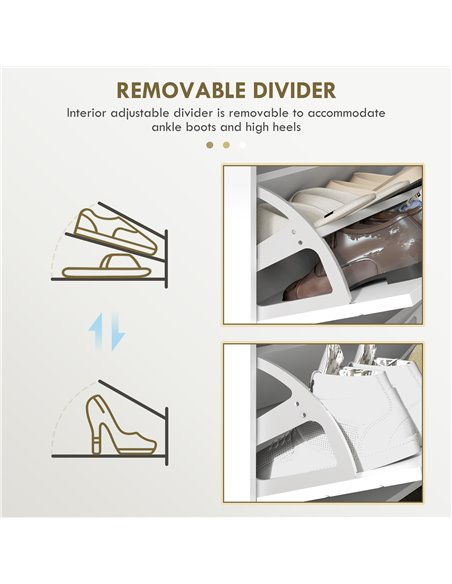 HOMCOM Narrow Shoe Storage Cabinet, Slim Shoe Cupboard with 4 Flip Drawers, Adjustable Shelf, Shoe Rack for 16 Pairs of Shoes 83 - pic 101319 | FastDaddyshop