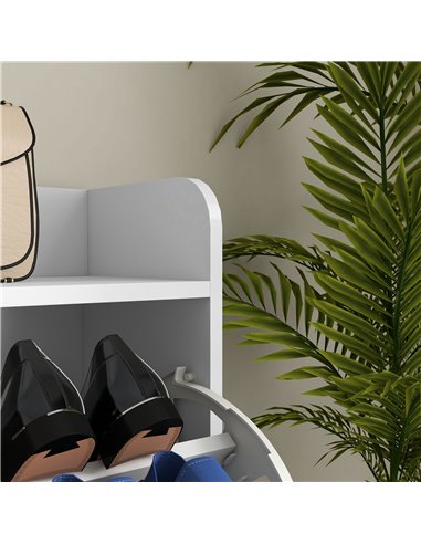 HOMCOM Narrow Shoe Storage Cabinet, Slim Shoe Cupboard with 4 Flip Drawers, Adjustable Shelf, Shoe Rack for 16 Pairs of Shoes 83