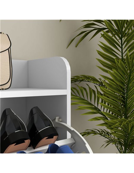 HOMCOM Narrow Shoe Storage Cabinet, Slim Shoe Cupboard with 4 Flip Drawers, Adjustable Shelf, Shoe Rack for 16 Pairs of Shoes 83 - pic 101322 | FastDaddyshop