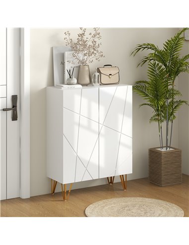 HOMCOM Narrow Shoe Storage Cabinet with Soft-Close Hinges and Adjustable Shelves for 15-20 Pairs of Shoes, White 837-469V80WT