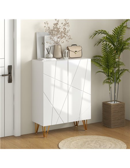 HOMCOM Narrow Shoe Storage Cabinet with Soft-Close Hinges and Adjustable Shelves for 15-20 Pairs of Shoes, White 837-469V80WT - pic 101333 | FastDaddyshop