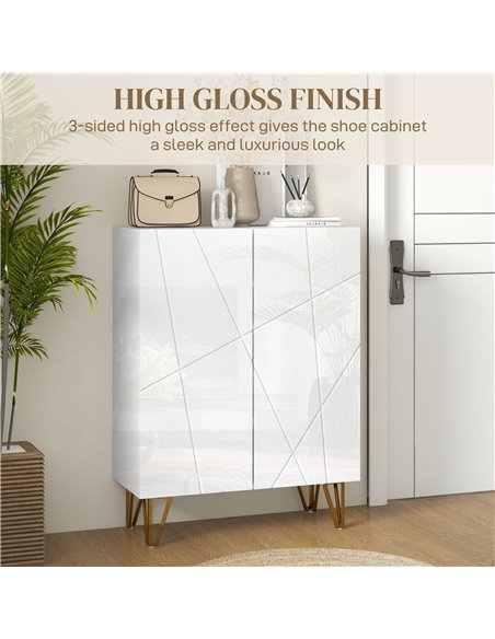 HOMCOM Narrow Shoe Storage Cabinet with Soft-Close Hinges and Adjustable Shelves for 15-20 Pairs of Shoes, White 837-469V80WT - pic 101337 | FastDaddyshop