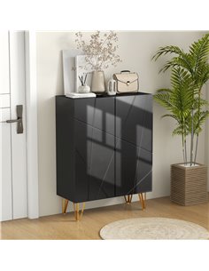 HOMCOM Narrow Shoe Storage Cabinet with Soft-Close Hinges and Adjustable Shelves for 15-20 Pairs of Shoes, Black 837-469V80BK 2