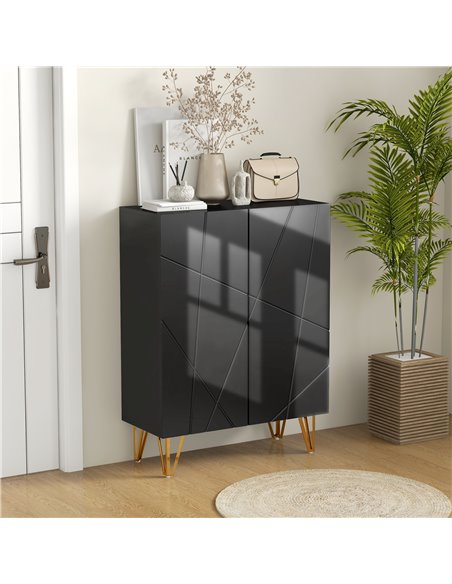 HOMCOM Narrow Shoe Storage Cabinet with Soft-Close Hinges and Adjustable Shelves for 15-20 Pairs of Shoes, Black 837-469V80BK - pic 101342 | FastDaddyshop