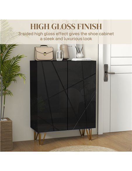 HOMCOM Narrow Shoe Storage Cabinet with Soft-Close Hinges and Adjustable Shelves for 15-20 Pairs of Shoes, Black 837-469V80BK - pic 101346 | FastDaddyshop