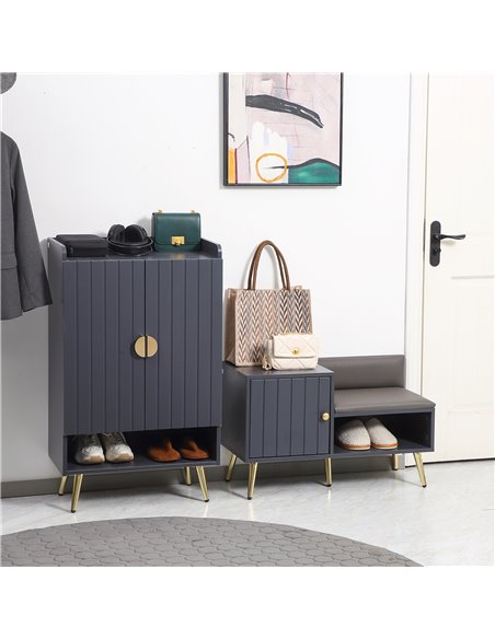HOMCOM Entryway Furniture Set for 19 Pairs of Shoes, Hallway Shoe Cabinet with Adjustable Shelves, Shoe Storage Bench with Steel - pic 101351 | FastDaddyshop