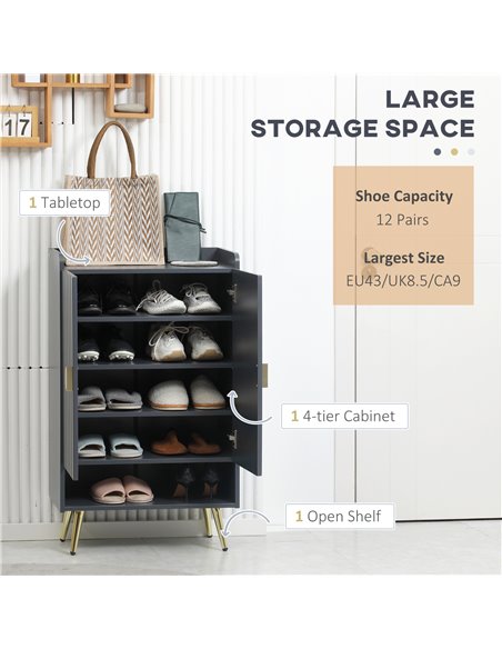 HOMCOM Entryway Furniture Set for 19 Pairs of Shoes, Hallway Shoe Cabinet with Adjustable Shelves, Shoe Storage Bench with Steel - pic 101353 | FastDaddyshop