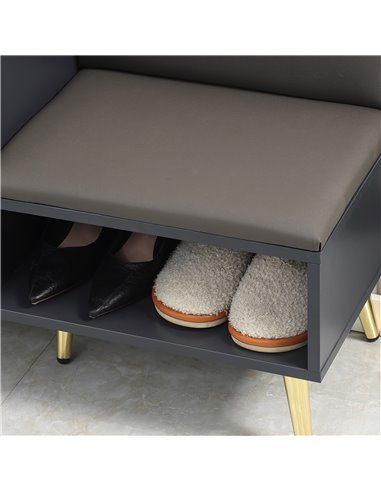 HOMCOM Entryway Furniture Set for 19 Pairs of Shoes, Hallway Shoe Cabinet with Adjustable Shelves, Shoe Storage Bench with Steel