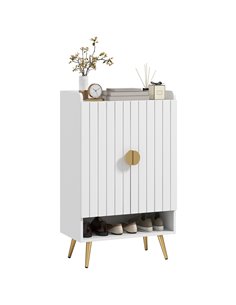 HOMCOM Modern Shoe Cabinet with 2 Doors, Open Shelf and Adjustable Shelves, Hallway Shoe Cupboard for 15 Pairs of Shoes, Entrywa