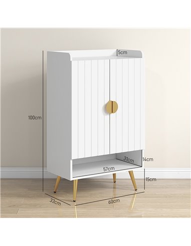 HOMCOM Modern Shoe Cabinet with 2 Doors, Open Shelf and Adjustable Shelves, Hallway Shoe Cupboard for 15 Pairs of Shoes, Entrywa