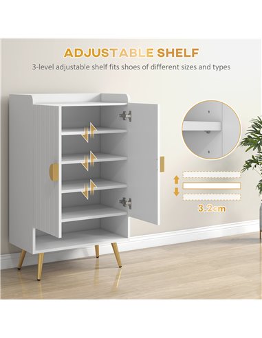 HOMCOM Modern Shoe Cabinet with 2 Doors, Open Shelf and Adjustable Shelves, Hallway Shoe Cupboard for 15 Pairs of Shoes, Entrywa