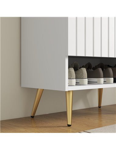 HOMCOM Modern Shoe Cabinet with 2 Doors, Open Shelf and Adjustable Shelves, Hallway Shoe Cupboard for 15 Pairs of Shoes, Entrywa
