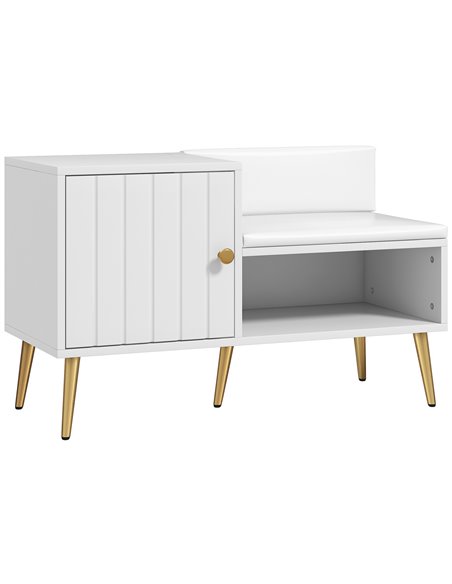 HOMCOM Shoe Storage Unit, with Padded Seat - White 837-297V71WT - pic 101386 | FastDaddyshop