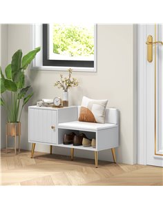 HOMCOM Shoe Storage Unit, with Padded Seat - White 837-297V71WT 2