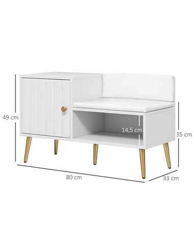 HOMCOM Shoe Storage Unit, with Padded Seat - White 837-297V71WT