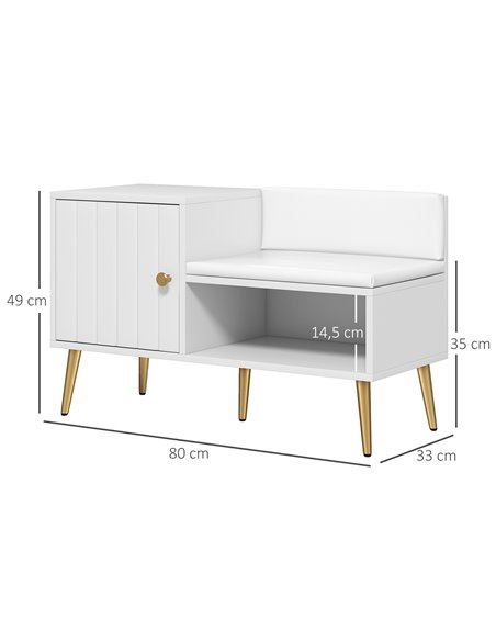 HOMCOM Shoe Storage Unit, with Padded Seat - White 837-297V71WT - pic 101388 | FastDaddyshop