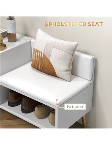 HOMCOM Shoe Storage Unit, with Padded Seat - White 837-297V71WT
