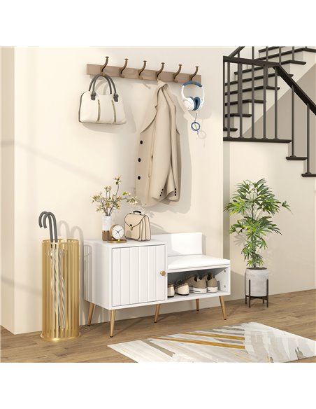 HOMCOM Shoe Storage Unit, with Padded Seat - White 837-297V71WT - pic 101392 | FastDaddyshop