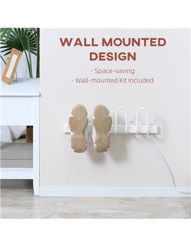 HOMCOM 2 Pairs Electric Shoe Dryer, Wall Mounted Shoe Warmers with Constant Temperature for Boots, Leather Shoes, Socks, White 8