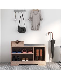 HOMCOM Multi-Compartment Shoe Bench, with Seat - Grey 837-439V70GY 2