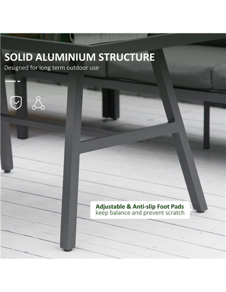Outsunny 8-Seater L-shaped Garden Furniture Set with Conversation Sofa, Bench, Dining Table & Cushions, Grey - pic 10144 | FastDaddyshop