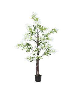 HOMCOM Artificial Plants Honeysuckle Flower in Pot Fake Plants with Curved Boots for Indoor Outdoor 15x15x150cm White 830-671V00