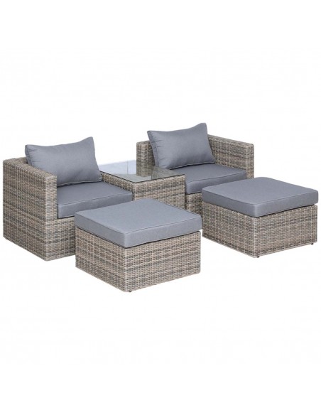 Outsunny 2-Seater Rattan Garden Furniture Set with Tall Glass-Top Table, Brown - pic 10148 | FastDaddyshop