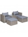 Outsunny 2-Seater Rattan Garden Furniture Set with Tall Glass-Top Table, Brown