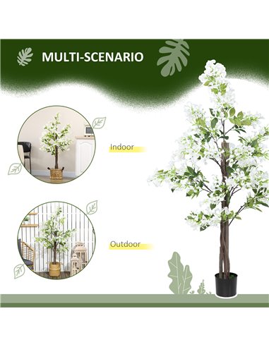HOMCOM Artificial Plants Honeysuckle Flower in Pot Fake Plants with Curved Boots for Indoor Outdoor 15x15x150cm White 830-671V00