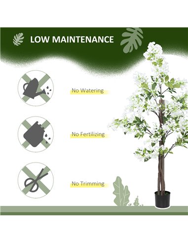 HOMCOM Artificial Plants Honeysuckle Flower in Pot Fake Plants with Curved Boots for Indoor Outdoor 15x15x150cm White 830-671V00