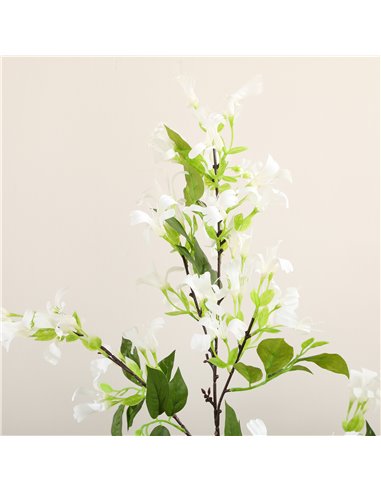 HOMCOM Artificial Plants Honeysuckle Flower in Pot Fake Plants with Curved Boots for Indoor Outdoor 15x15x150cm White 830-671V00